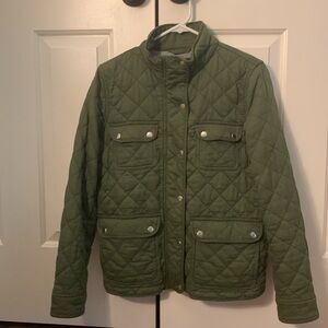 J Crew Green Quilted Jacket Size Medium